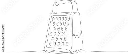 Continuous Line Art Detailed Grater Kitchen Utensil Food Preparation Tool