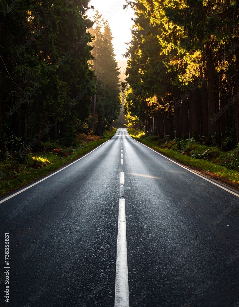 Fototapeta premium Forest road perspective