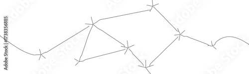 Minimalist Line Art Network Connection Structure Simple Shape Diagram