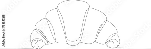 Continuous Lineart Croissant Illustration Minimalist Bakery Food Item