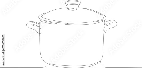 Simple Line Drawing Pot with Lid Kitchenware Culinary Equipment Illustration