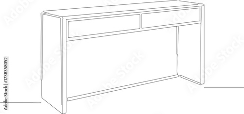 Minimalist Outline Style Console Table With Drawers Interior Furniture Illustration