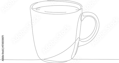 Minimalist Outline Drawing Cup of Coffee or Tea Drink Illustration