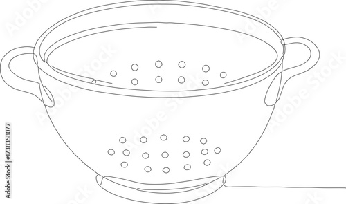 Minimalist Line Art Kitchen Colander Sieve Strainer Utensil Culinary Object