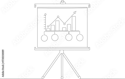 Minimalist Line Drawing Flip Chart Showing Business Growth Statistic Report