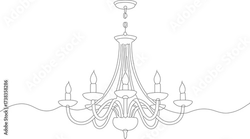 Line Art Classic Style Detailed Chandelier Lighting Fixture Decoration