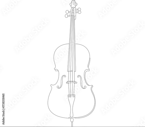 Simple Outline Black and White Cello Musical Instrument Illustration