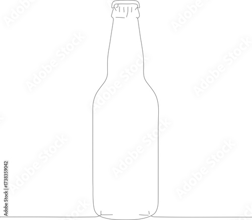Simple Outline Drawing of a Glass Beer Bottle Mockup Illustration