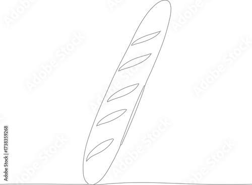 Simple Outline Sketch Baguette Bread Loaf Bakery Product Food Illustration