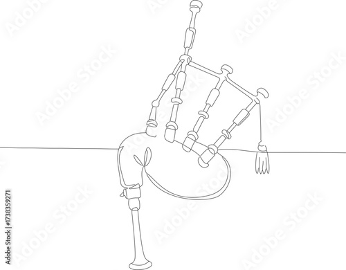 Detailed Line Art Bagpipe Traditional Scottish Instrument Illustration Music Heritage