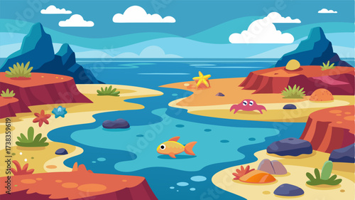 At low tide the coastline transforms into a sprawling playground with rock pools teeming with colorful sea creatures.