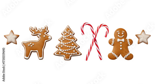 Tableau sur toile Isolated Christmas sweets assortment featuring gingerbread cookies and candy can