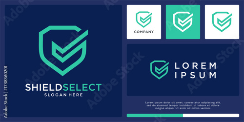 Secure select logo design with shield and tick
