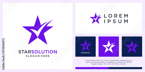 Star solution logo design with check mark