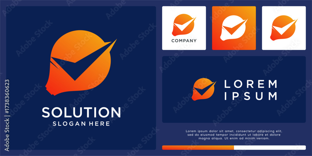 Naklejka premium Smart solution logo design with bulb