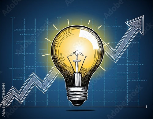 Wallpaper Mural light bulb with drawing graph Torontodigital.ca