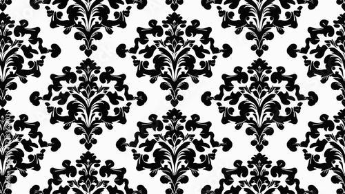 Damask seamless vector background. baroque style pattern. Black and white floral element. Graphic ornate pattern for wallpaper, fabric, packaging, wrapping. Damask flower ornament.