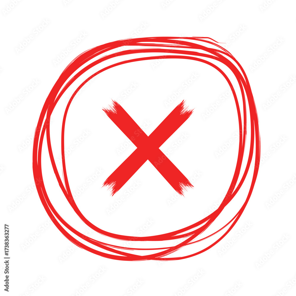 Obraz premium Red cross in circle isolated on white background