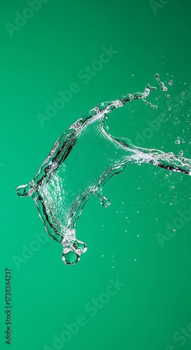 Water Splash on Green Background - Refreshing and Dynamic.