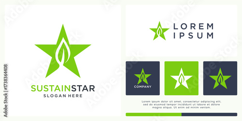 Sustainable star logo design vector template