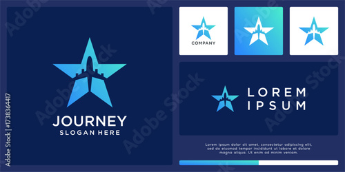 Photos Journey star logo design vector template