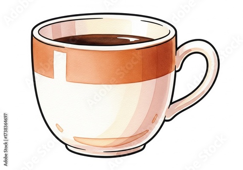 Watercolor Cartoon Coffee Mug Illustration