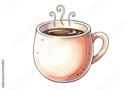 Watercolor Cartoon Coffee Mug Illustration