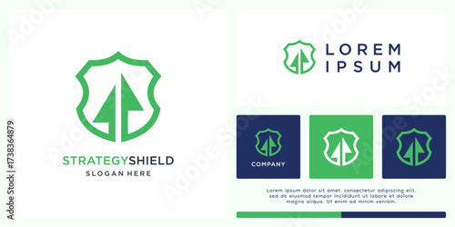 Strategy shield logo design vector template