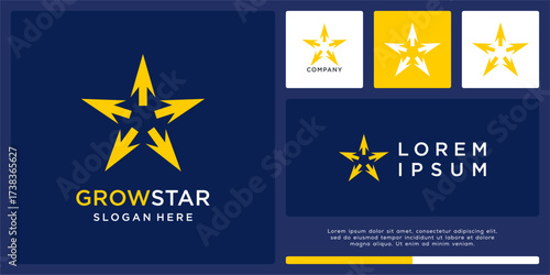 Grow star logo design vector template