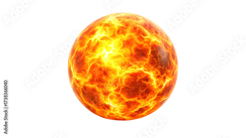 Fiery sphere isolated on transparent background, a mesmerizing display of heat and light