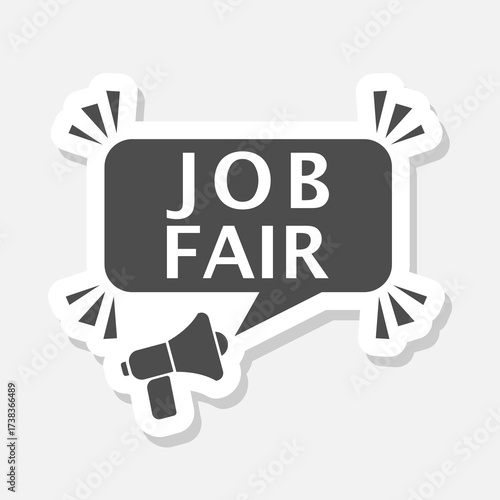 Job fair sign sticker isolated on gray background