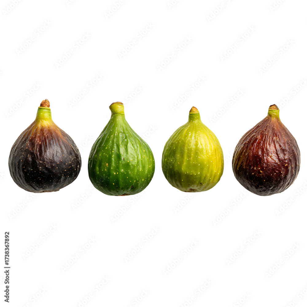 Obraz premium Indian Fig group of fresh and ripe fruits isolated PNG