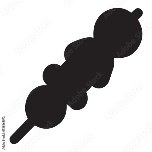 Silhouette of a dango skewer isolated on white background, representing japanese culture, cuisine, and traditional sweets in a simple, graphic design perfect for culinary or cultural themes