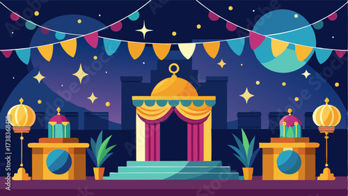 Dazzling decorations and lights adding to the festive atmosphere creating a magical ambiance in the square.