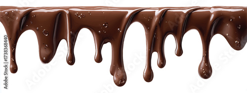 Delicious dark chocolate drips isolated on white background perfect for dessert and sweet treats promotions food photography