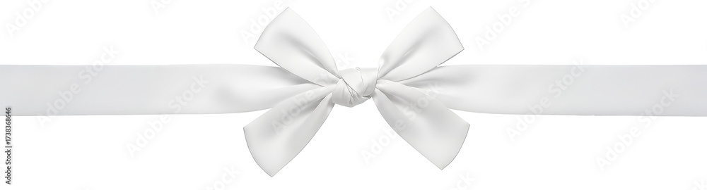 Naklejka premium Elegant white ribbon tied in a bow perfect for gift wrapping, festive decorations, or adding a touch of sophistication to your designs for birthdays, weddings, and more