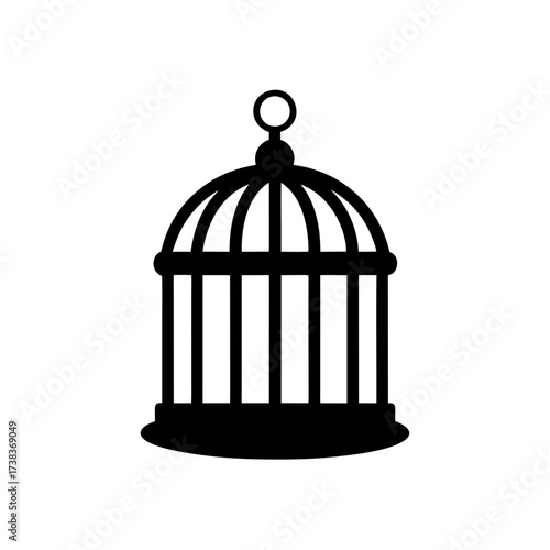 Silhouette of a simple birdcage design on transparent background