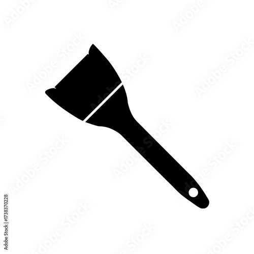 Illustration of a black paint scraper tool on transparent background silhouette