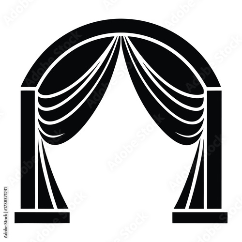 arch with drapes vector icon on white background