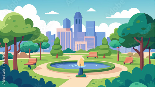 A spacious park in the midst of the city providing a tranquil oasis for residents.
