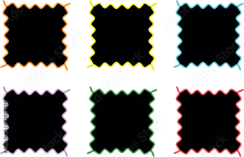 Vintage Frame and Border Vector Set – Blank Postage Stamp Illustration with Grunge Postal Label, Square Card Design, Paper Decoration Elements, Empty Picture Pattern, Retro Post Art, Pucker and Bloat 