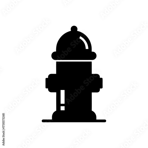 Silhouette of a black fire hydrant icon on transparent background