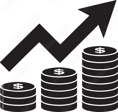 Financial growth upward arrow graph chart representing increasing income and profitability investments
