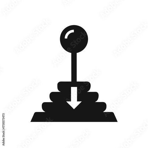 Illustration of a car gear shift downward on transparent background silhouette