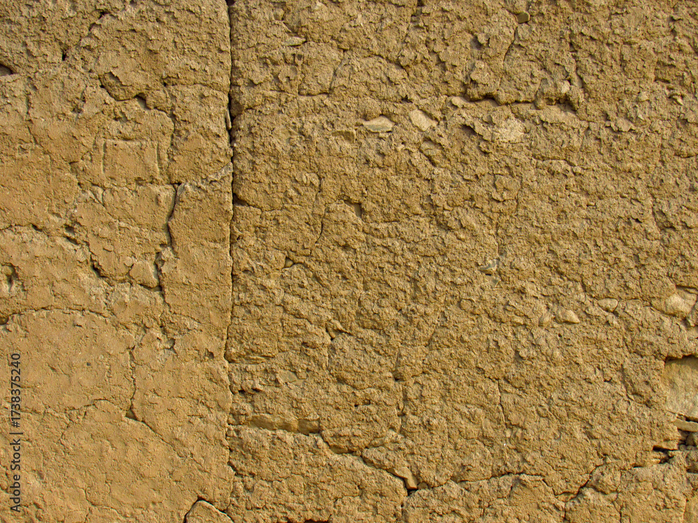 Obraz premium Detailed macro of aged ceramic and mud wall from pre columbian heritage site.