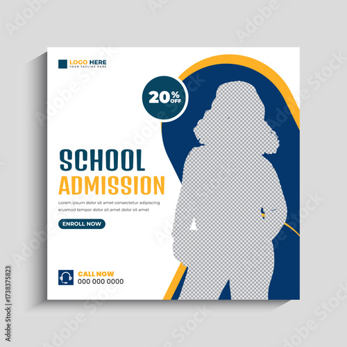 Back to School Admission Instagram Post Template Design
