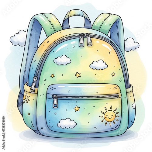 Adorable Watercolor Cartoon Backpack