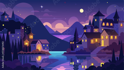 As night falls the town transforms into a magical wonderland with ling lights reflecting off the water and creating a romantic and enchanting ambiance.
