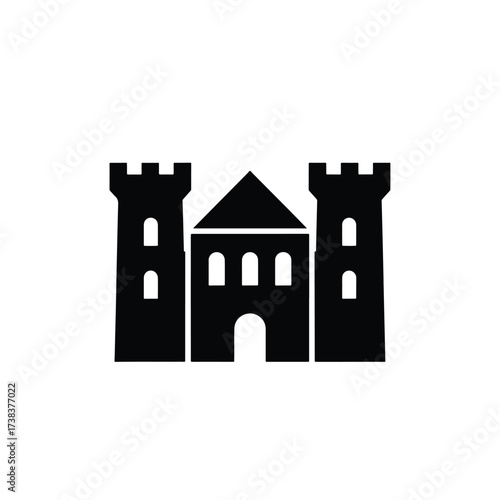 Iconic castle silhouette symbol representing strength history and architecture beautifully rendered - Vector illustration logo template