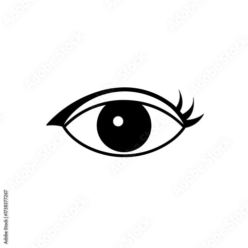 Stylized drawing of an eye with lashes on transparent background silhouette